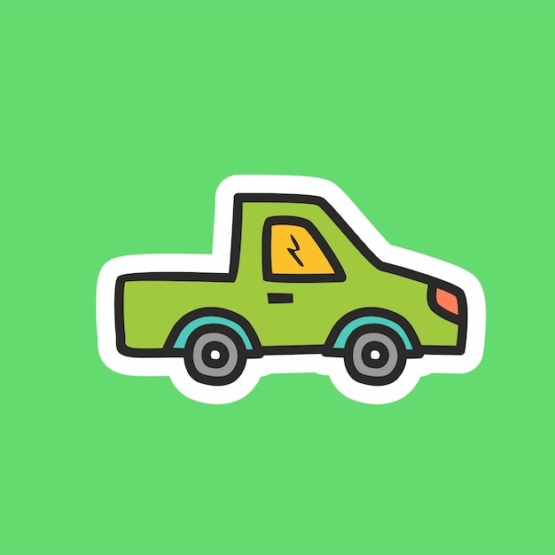 Cute sticker car transportation. Cartoon car illustration