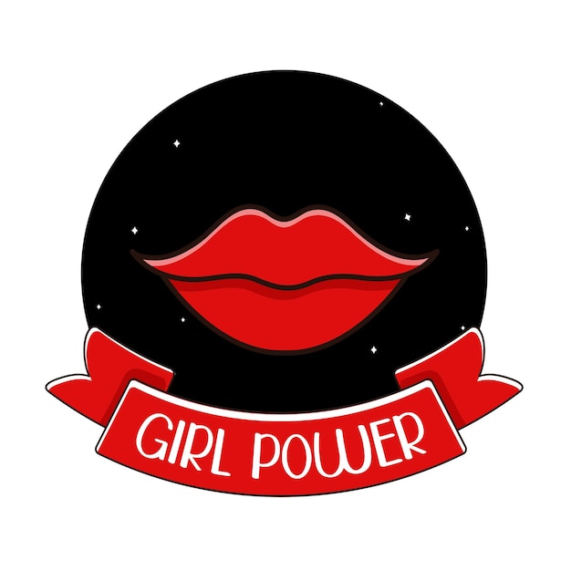 Cute sticker girl power Happy womens day Vector