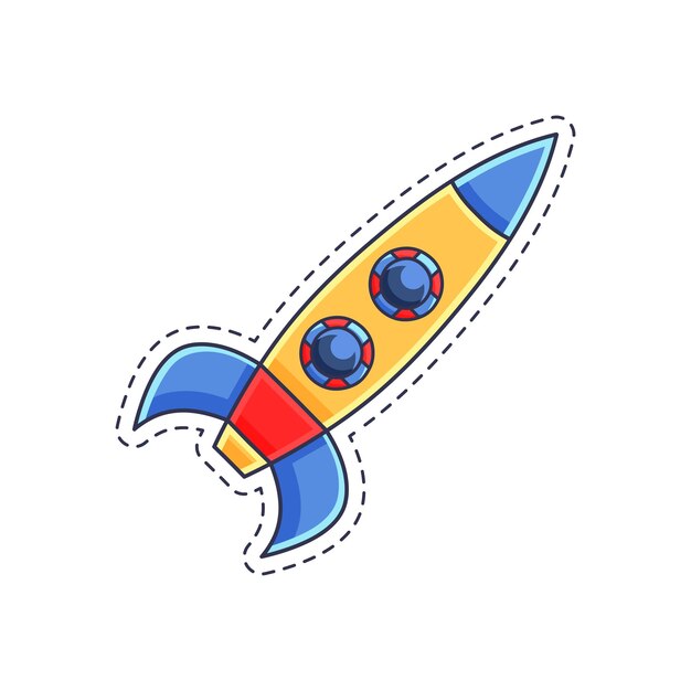 Vector cute sticker illustration of rocket and spaceship model 10