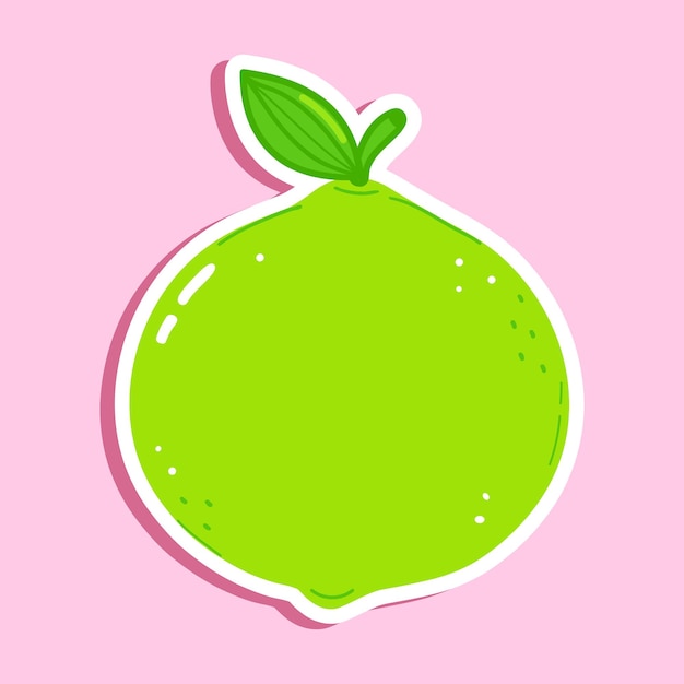 Cute sticker Lime character Vector hand drawn cartoon kawaii character illustration icon Isolated pink background Lime character concept