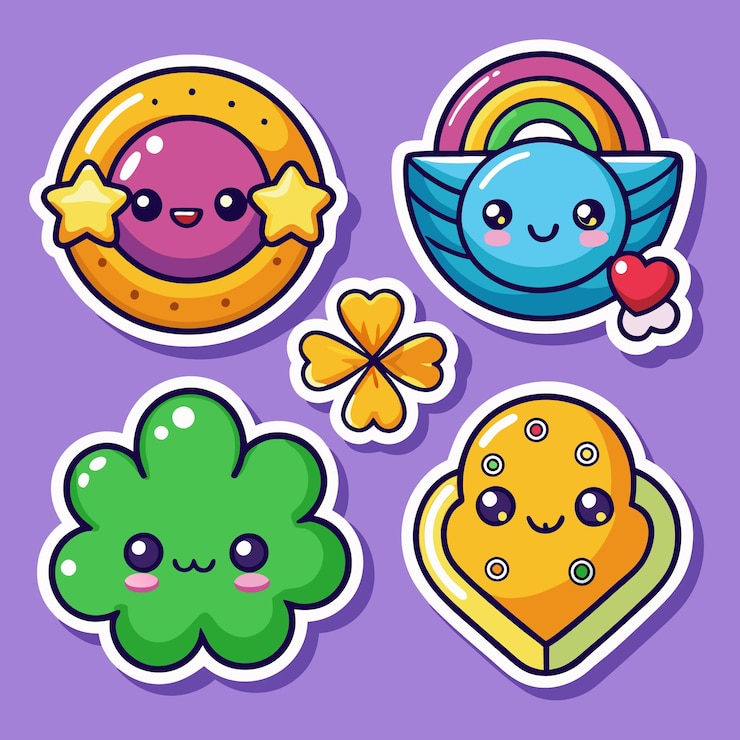 Vector cute sticker lucky flower
