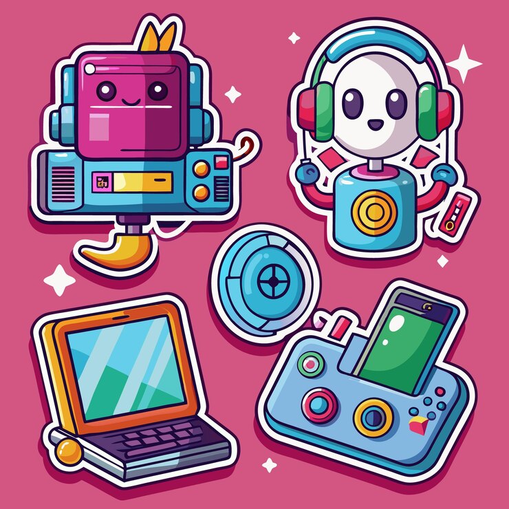 Vector 로 기술 의 귀여운 스티커