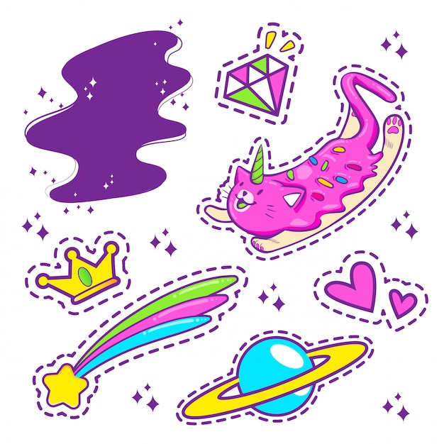 Cute sticker of unicorn cat