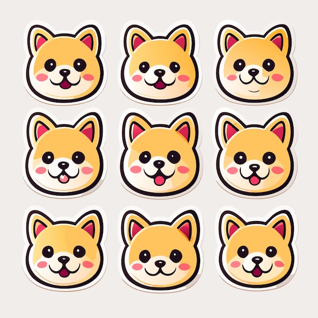 Vector cute stickers sticker set cute dog emoticons