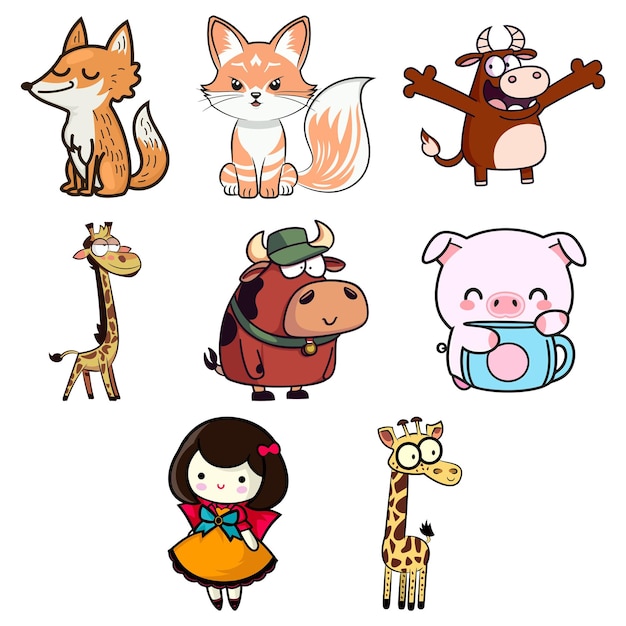 Vector cute stickers vector set