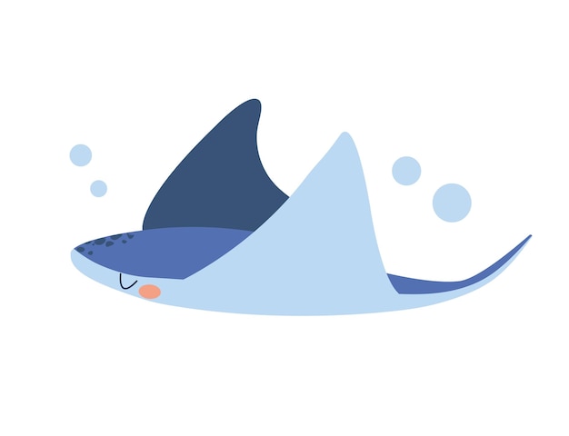 cute stingray vector illustration on white background sea animal ocean fish cartoon flat style