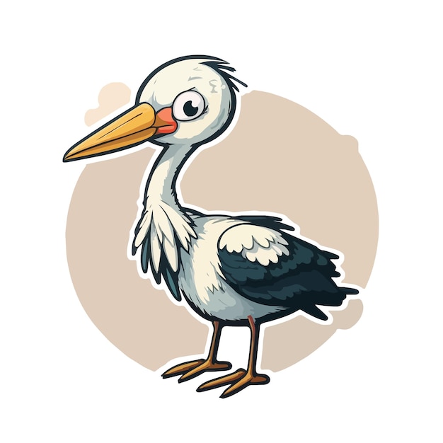 Cute stork cartoon style