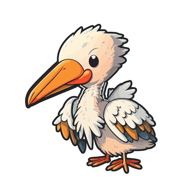 Vector cute stork cartoon style