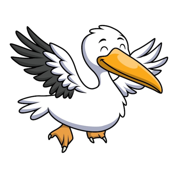 Cute stork cartoon on white background