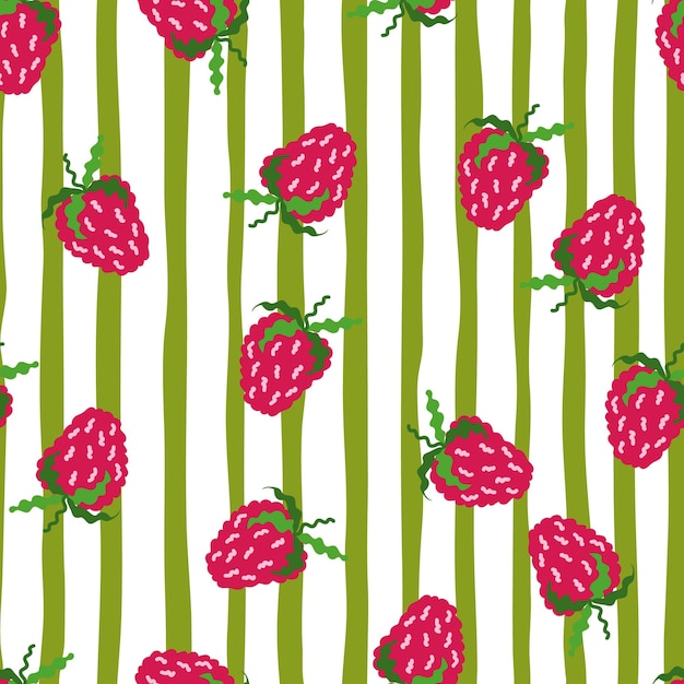 Cute strawberries seamless pattern Doodle strawberry endless background Hand drawn fruits wallpaper Design for fabric textile print wrapping paper kitchen textiles cover Vector illustration