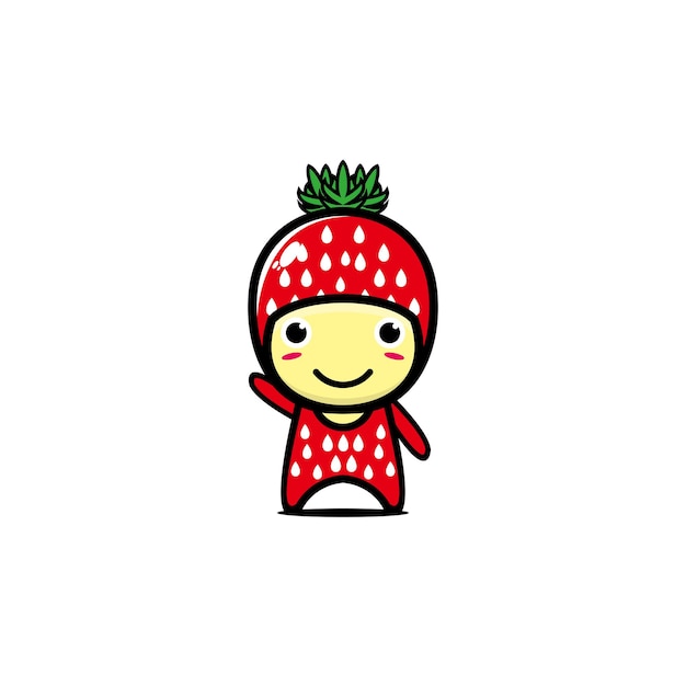 Cute strawberry cartoon character Simple flat style cartoon character illustration design