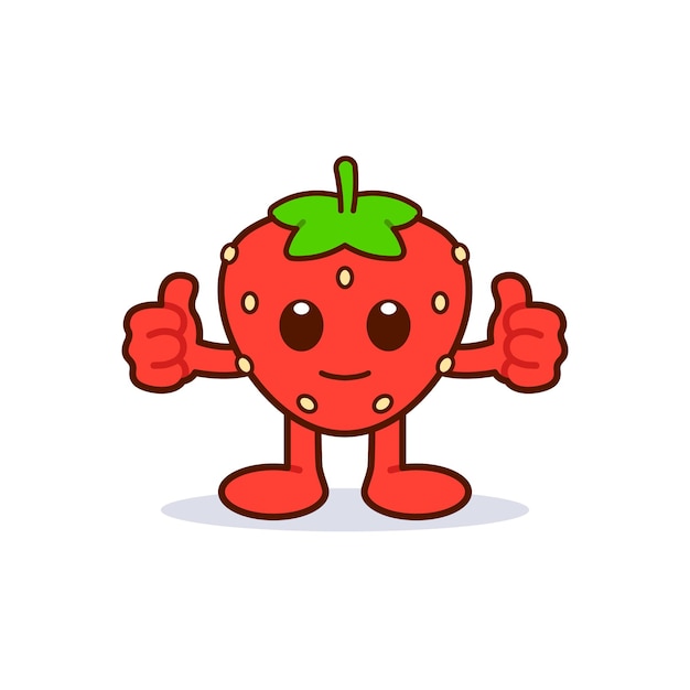 Cute Strawberry Character Giving Thumbs Up