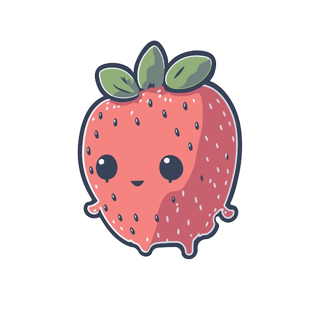 A cute strawberry character with a face and a bubbly eyes