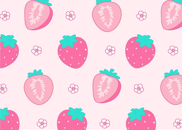 Cute strawberry fruit seamless pattern kawaii style for baby pattern