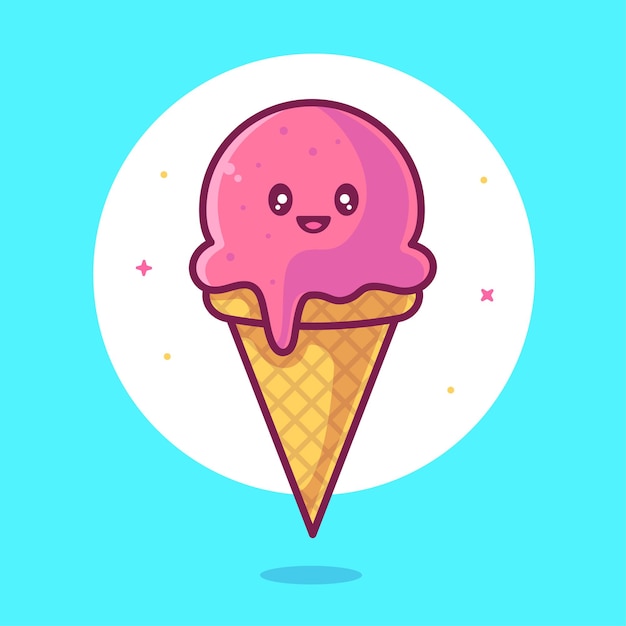 Premium Vector  Cute ice cream scoop cartoon icon vector strawberry  vanilla and chocolate scoops in waffle cone desserts sweet foods flat  design icon concept vector flat outline icon