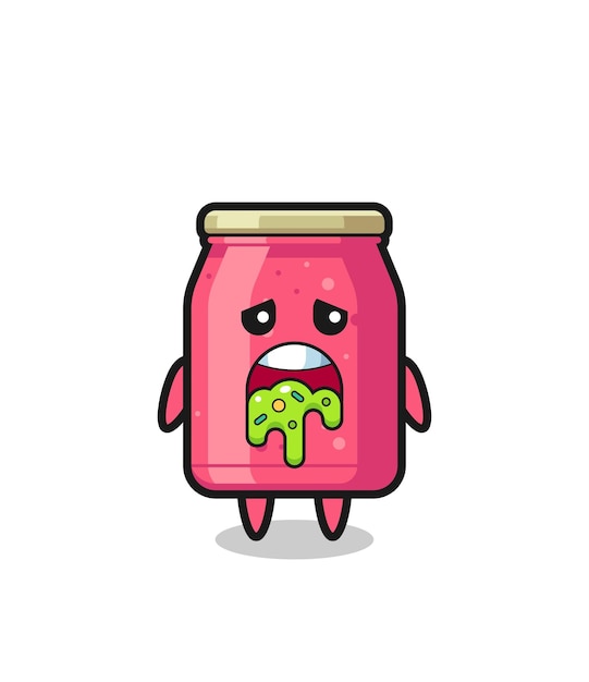 Vector the cute strawberry jam character with puke