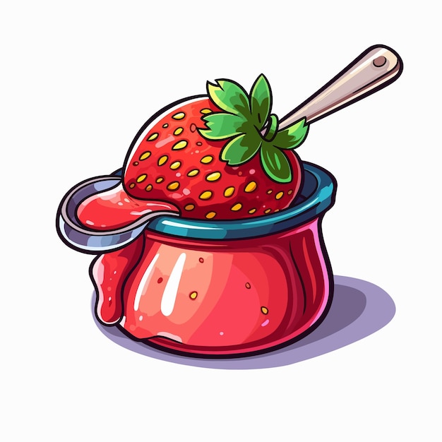 Cute strawberry jam vector illustration