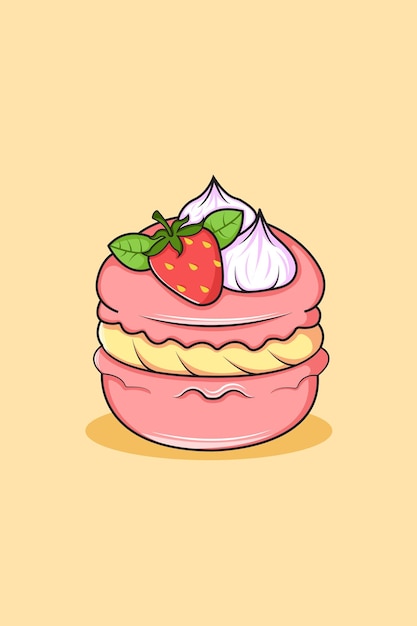 Premium Vector  Cute strawberry dessert kawaii food with cute