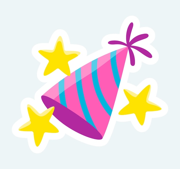 Cute striped festive hat with stars for celebrates birthday