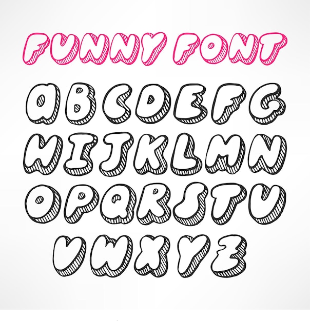 Cute striped pink and black hand-drawn font