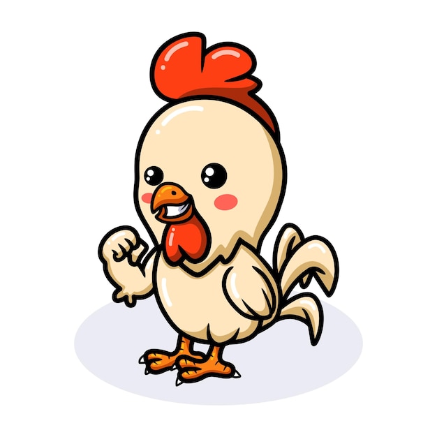 Cute strong little rooster cartoon