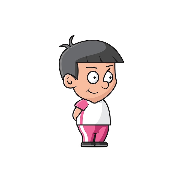 귀여운 학생 다시 학교 만화 아이콘 벡터 일러스트 레이 션