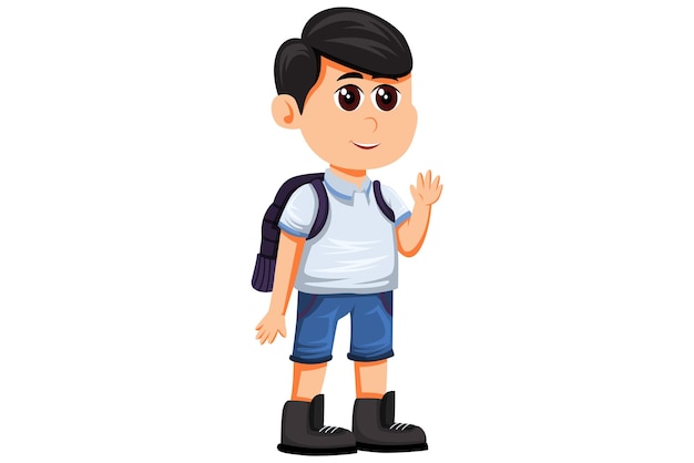 かわいい学生の男の子のキャラクターイラスト