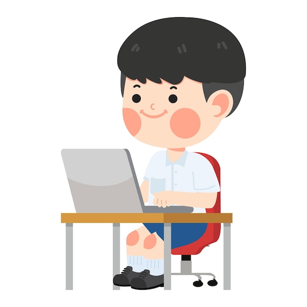 Cute student sitting at the laptop