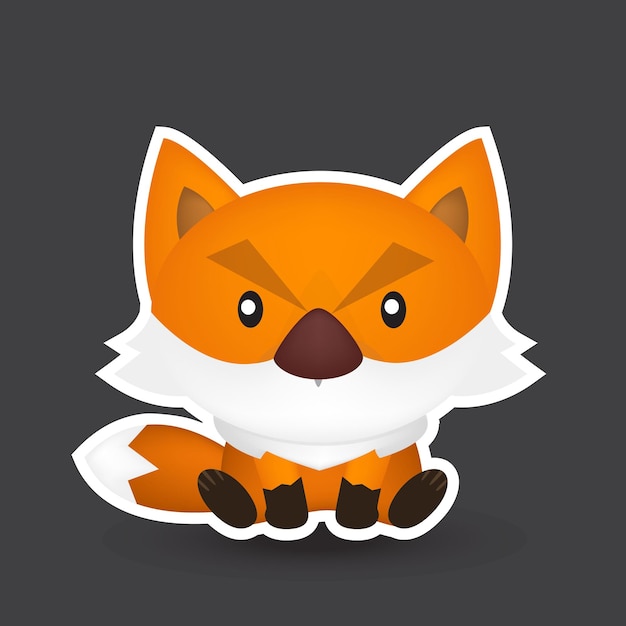 Cute style Fox cartoon vector sticker