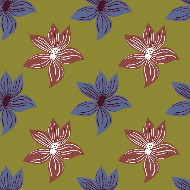 Cute stylized bud flowers background Abstract flower seamless pattern in simple style