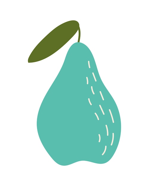 Cute stylized turquoise pear Isolated vector illustration for your design