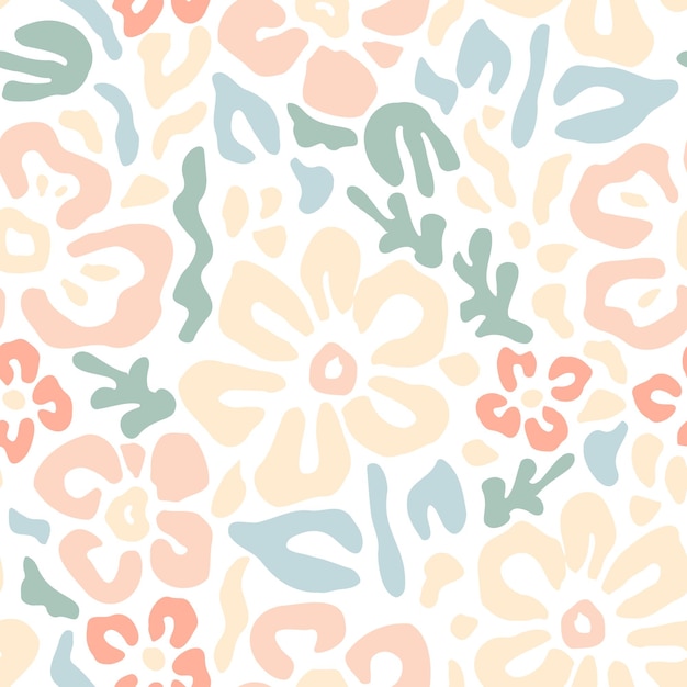 Vector cute summer flowers decorative seamless pattern repeating background tileable wallpaper print