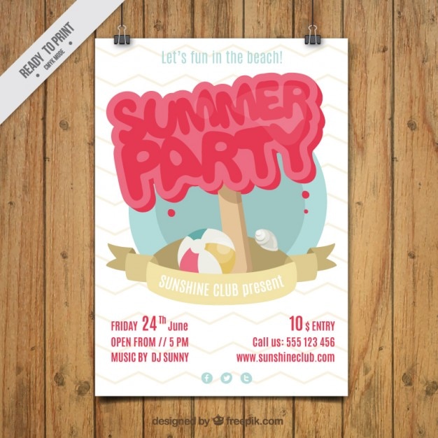 Vector cute summer party poster