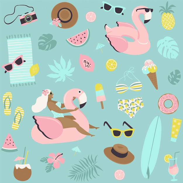 Cute summer seamless pattern.