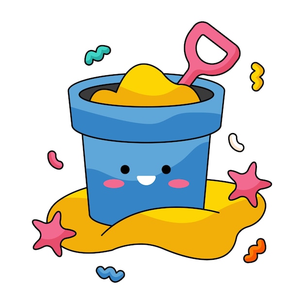 Cute Summer Sticker Sand Bucket