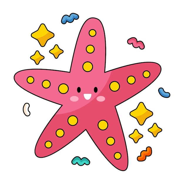 Vector cute summer sticker starfish