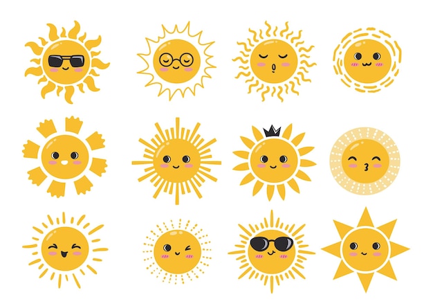 cute sun character collection