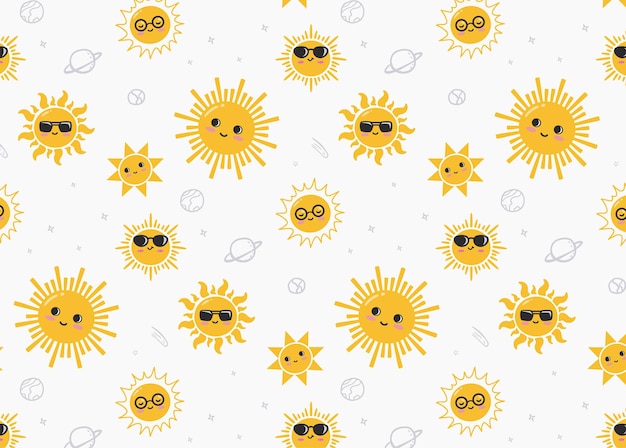かわいい太陽のキャラクターパターン
