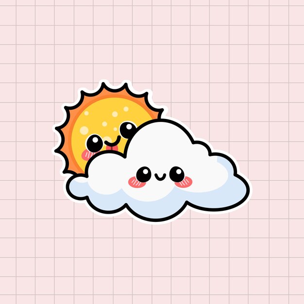 Vector cute sun and cloud vector illustration