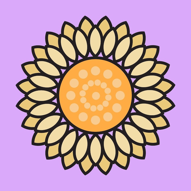 Vector cute sun flower icon with many petals