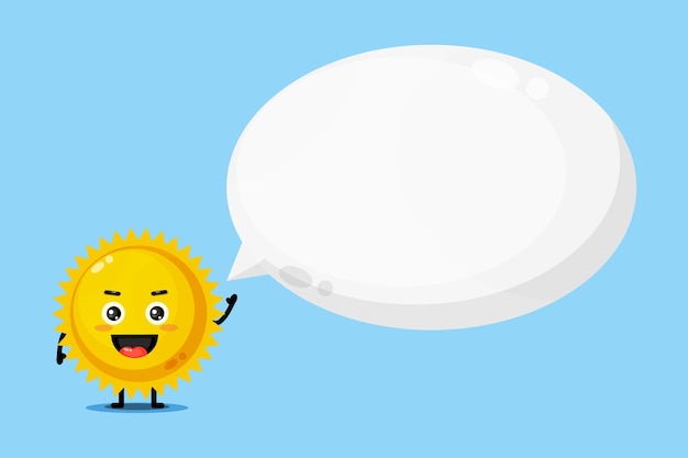 Cute sun mascot with bubble speech