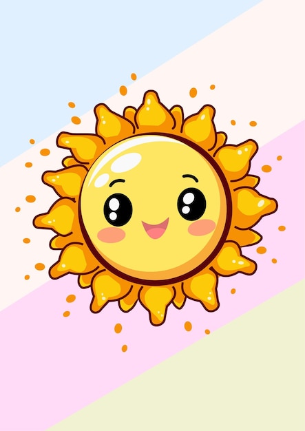 可愛的太陽閃耀和微笑