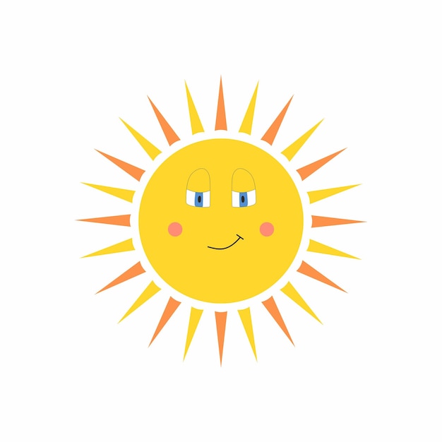 Cute sun Sunshine emoji cute smiling face Isolated funny smile vector icon on white background