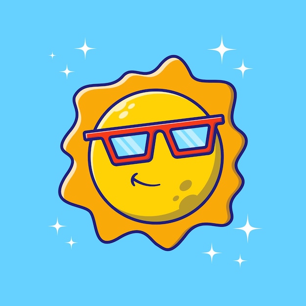 Vector cute sun wearing sunglasses