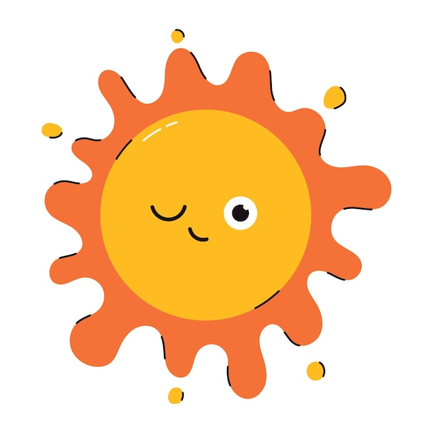 Cute sun with winks emotion vector cartoon character isolated on a white background