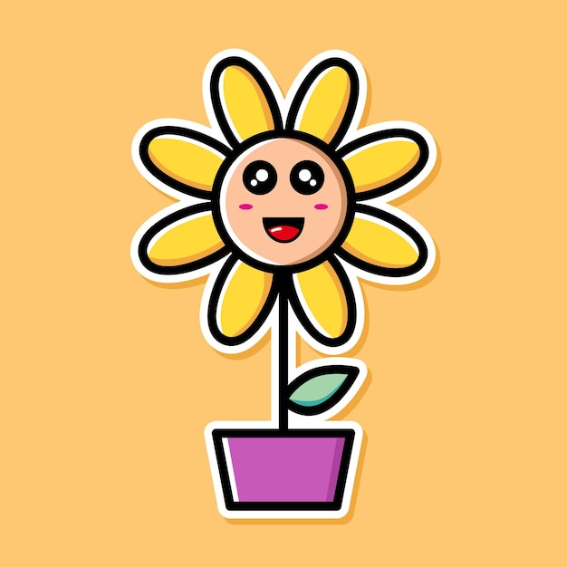 Cute sunflower cartoon character