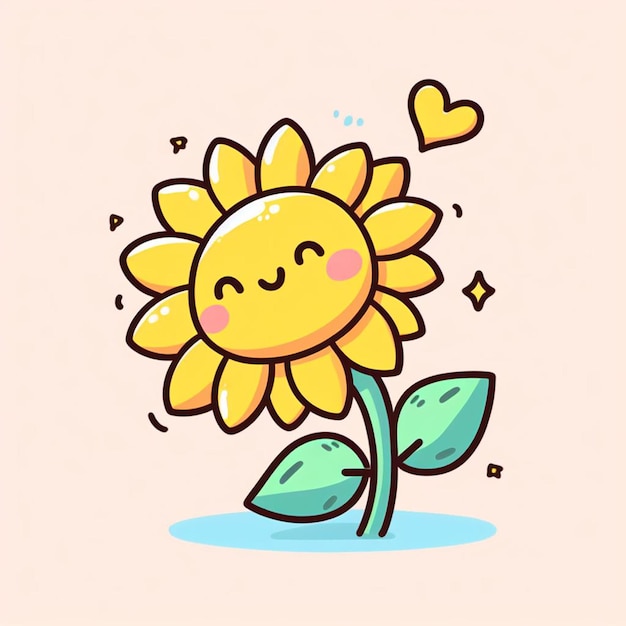 Vector cute sunflower cartoon