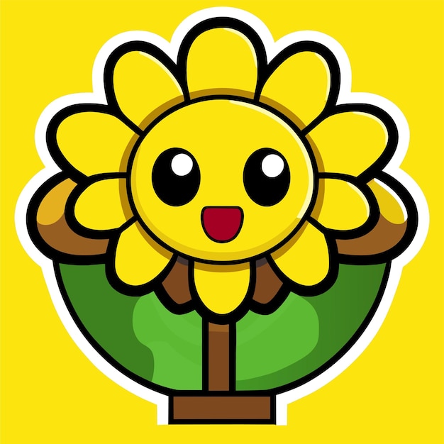 Cute sunflower hand drawn flat stylish cartoon sticker icon concept isolated illustration
