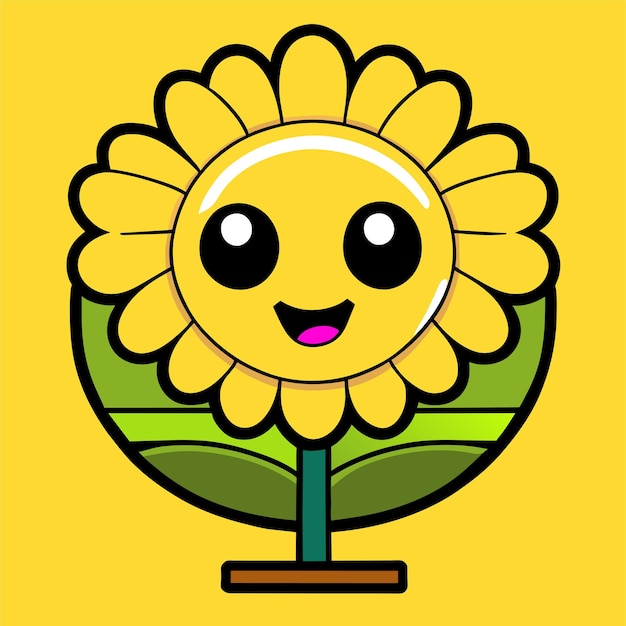 Cute sunflower hand drawn flat stylish cartoon sticker icon concept isolated illustration