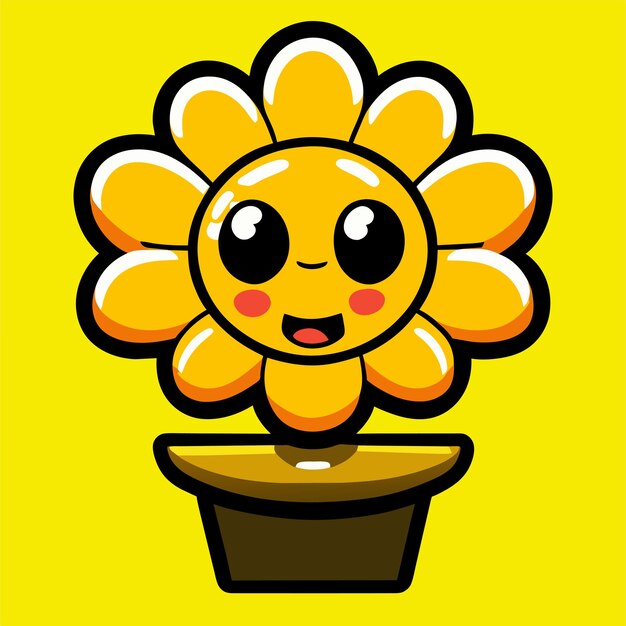 Cute sunflower hand drawn flat stylish cartoon sticker icon concept isolated illustration